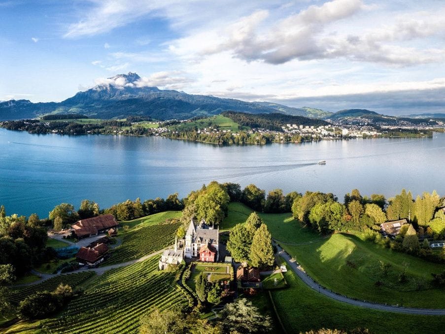 Sicht Vierwaldstättersee Schloss Meggenhorn