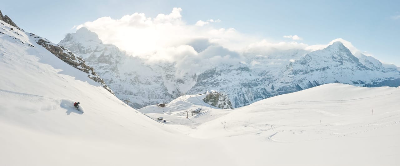 Skigebiete Berner Oberland Grindelwald First Winter Skifahren Freeride Panorama