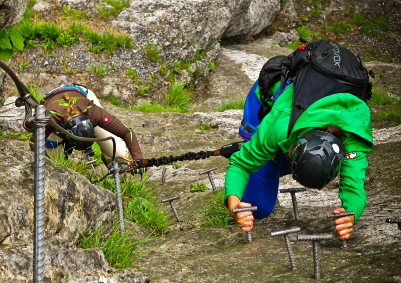 Familie Ausflug Schweiz Engelberg Brunni Klettersteig Rock Safety