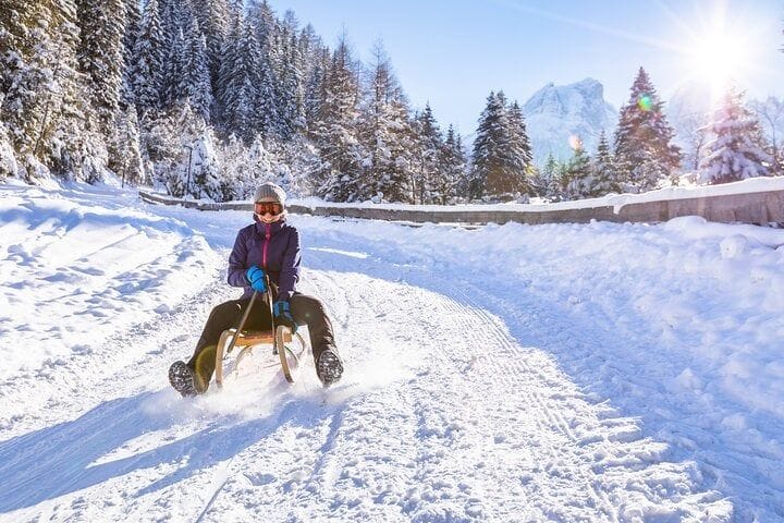 Ab Zürich: Private Wintertour mit Schlitteln, Käse und Schokolade
