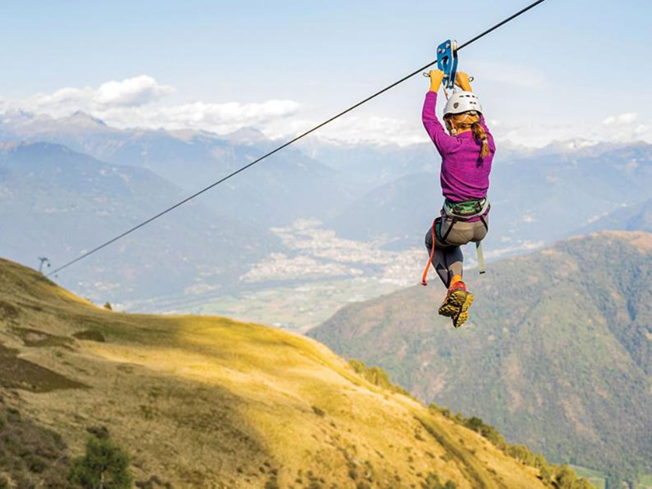 Familie Ausflug Schweiz Monte Tamaro Tyrolienne
