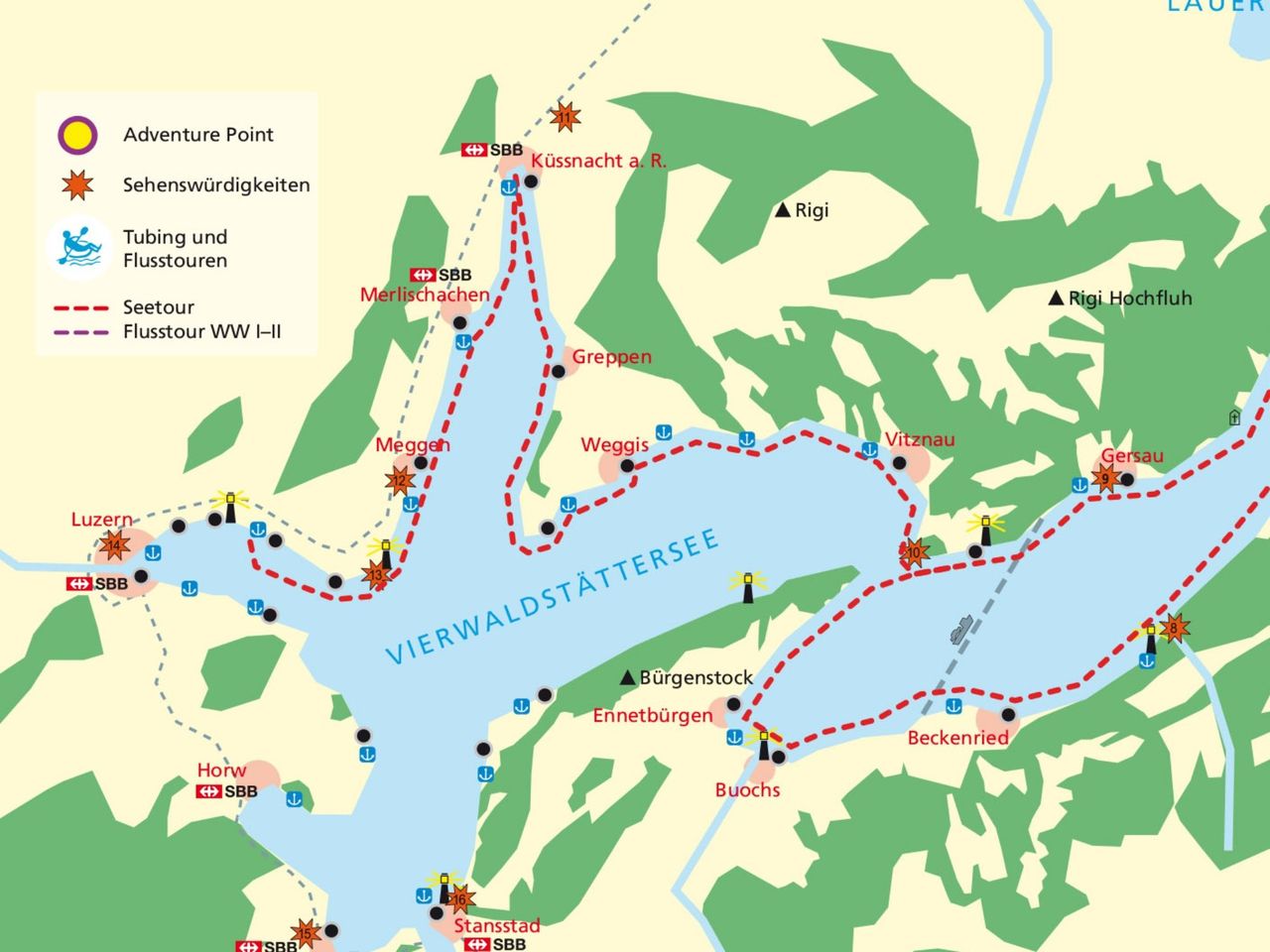 Seekajak oder Kanadier Miete Vierwaldstättersee ab Brunnen