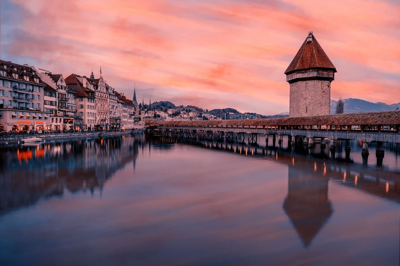Kapellbrücke Sonnenuntergang Luzern