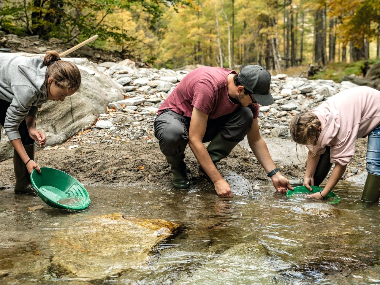 Familie Ausflug Schweiz Goldwaschen