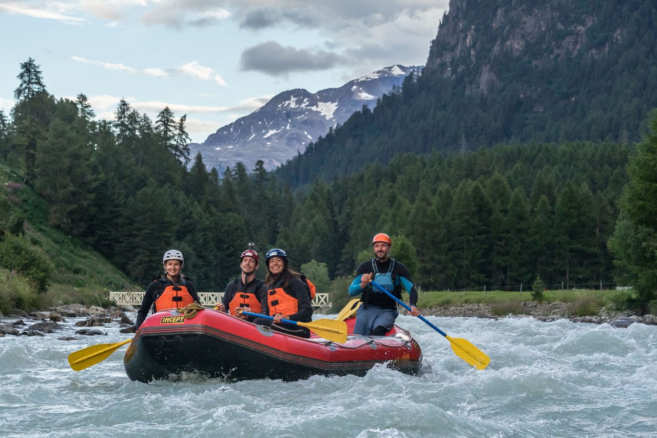 River Rafting für Familien auf dem Inn im Engadin