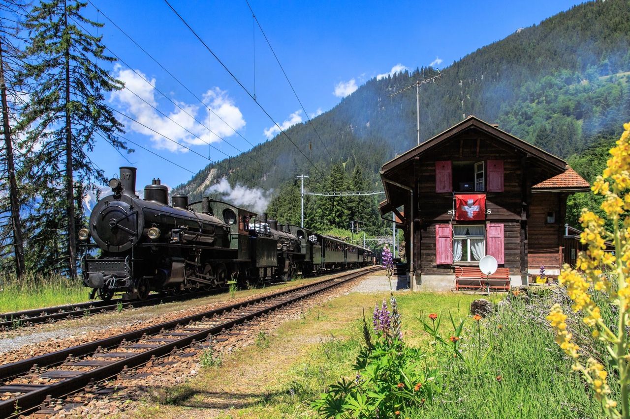 Rhätische Bahn Dampfzug im Engadin