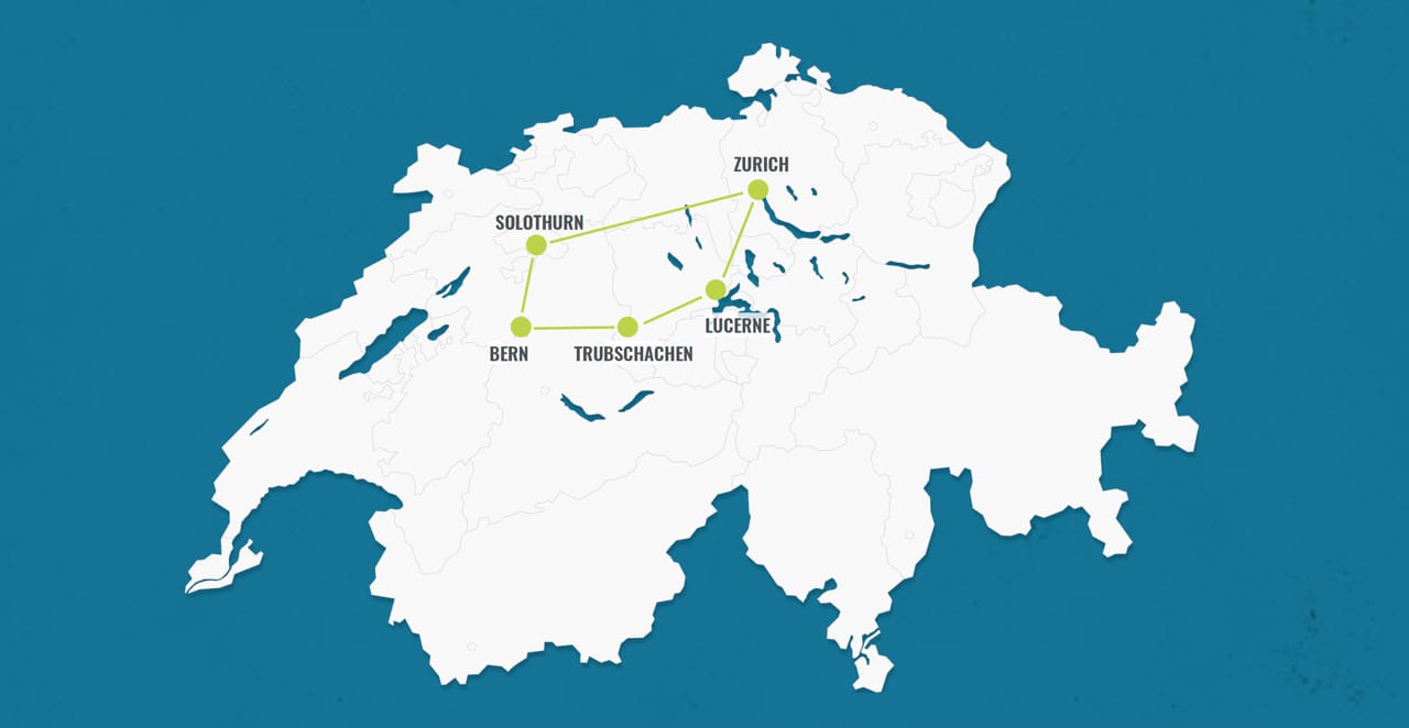 Reiseroute: Zürich - Bern - Luzern