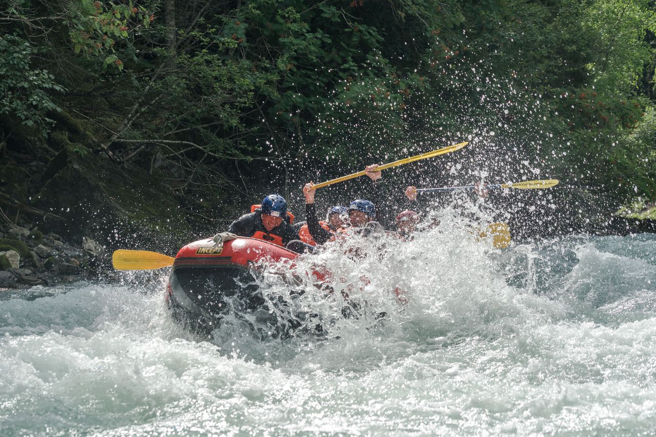Giarsun Schlucht Rafting auf dem Inn im Engadin