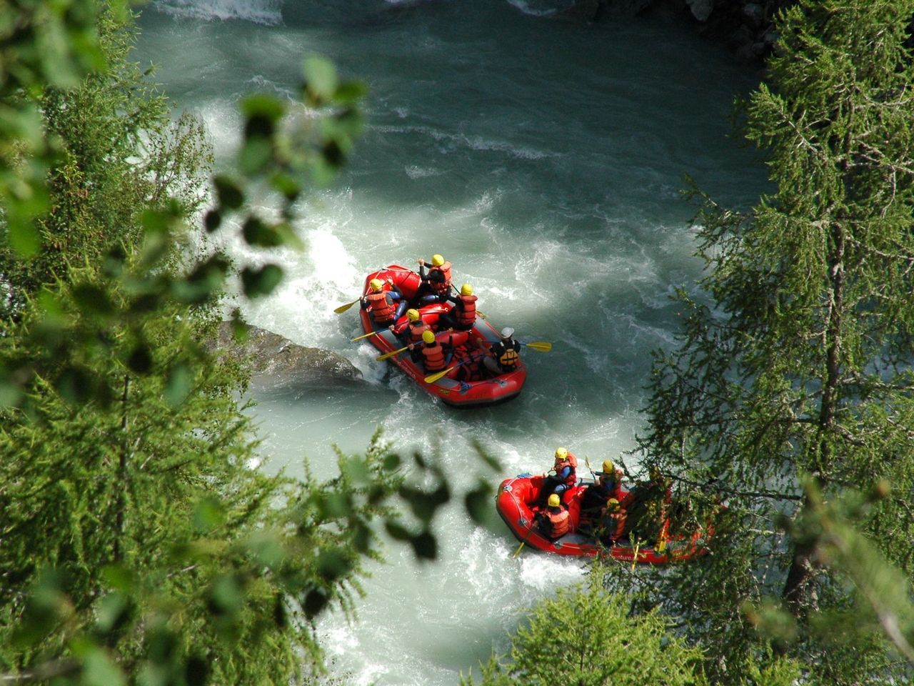 Wildwasser Rafting Giarsun Schlucht auf dem Inn für Fortgeschrittene