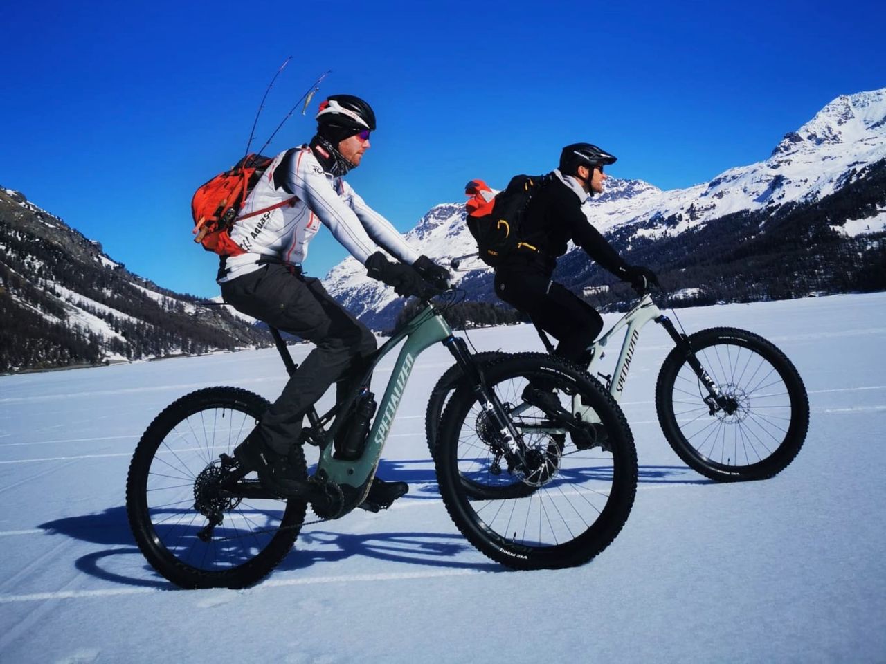 Winter Bike Tour with Ice Fishing from St. Moritz
