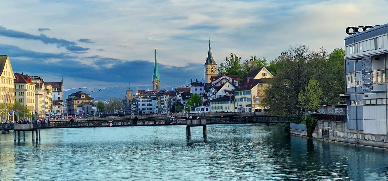 Zurich city tour in an open panorama bus