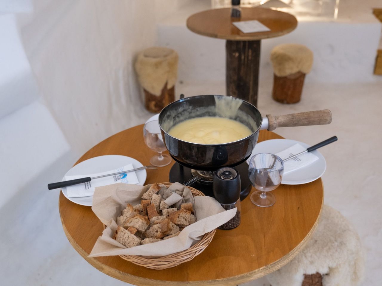 Fondue Deluxe in the Igloo Village in Gstaad