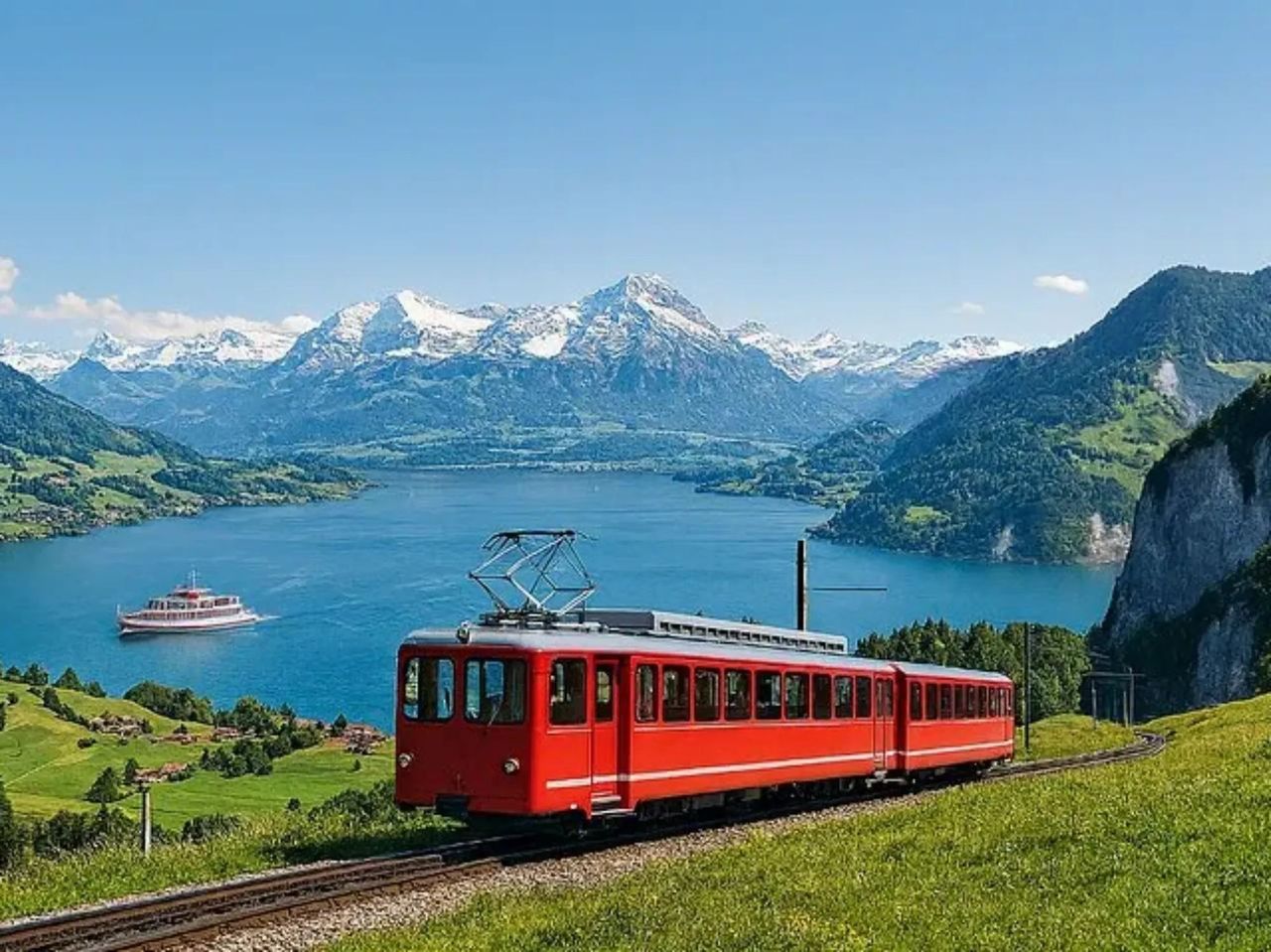 Ab Zürich: Mit Bahn, Schiff und Zahnradbahn in die Schweizer Alpen mit See und Rheinschlucht