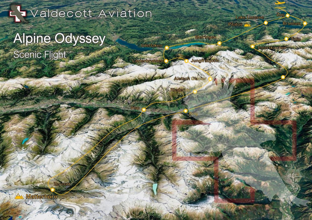 "Alpine Odyssey" 150 min Rundflug ab Hausen am Albis