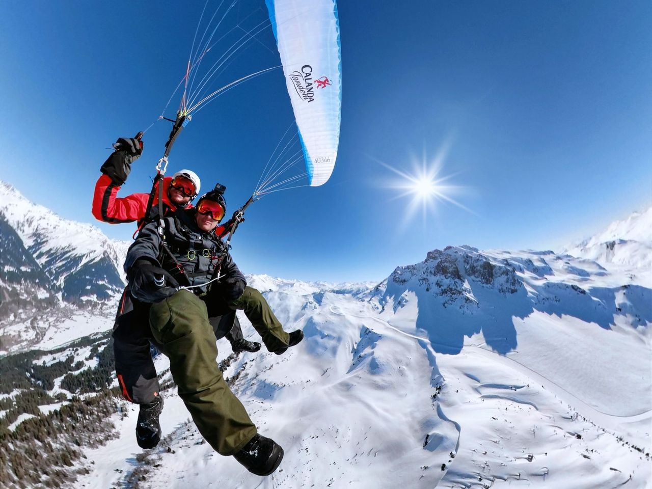 Davos paragliding tandem for couples from Jakobshorn