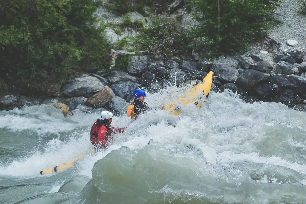 Funyak whitewater rafting on the Rhone in Valais