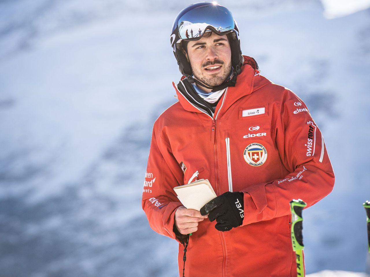 Männlichen Skischule Gruppenunterricht für Kinder