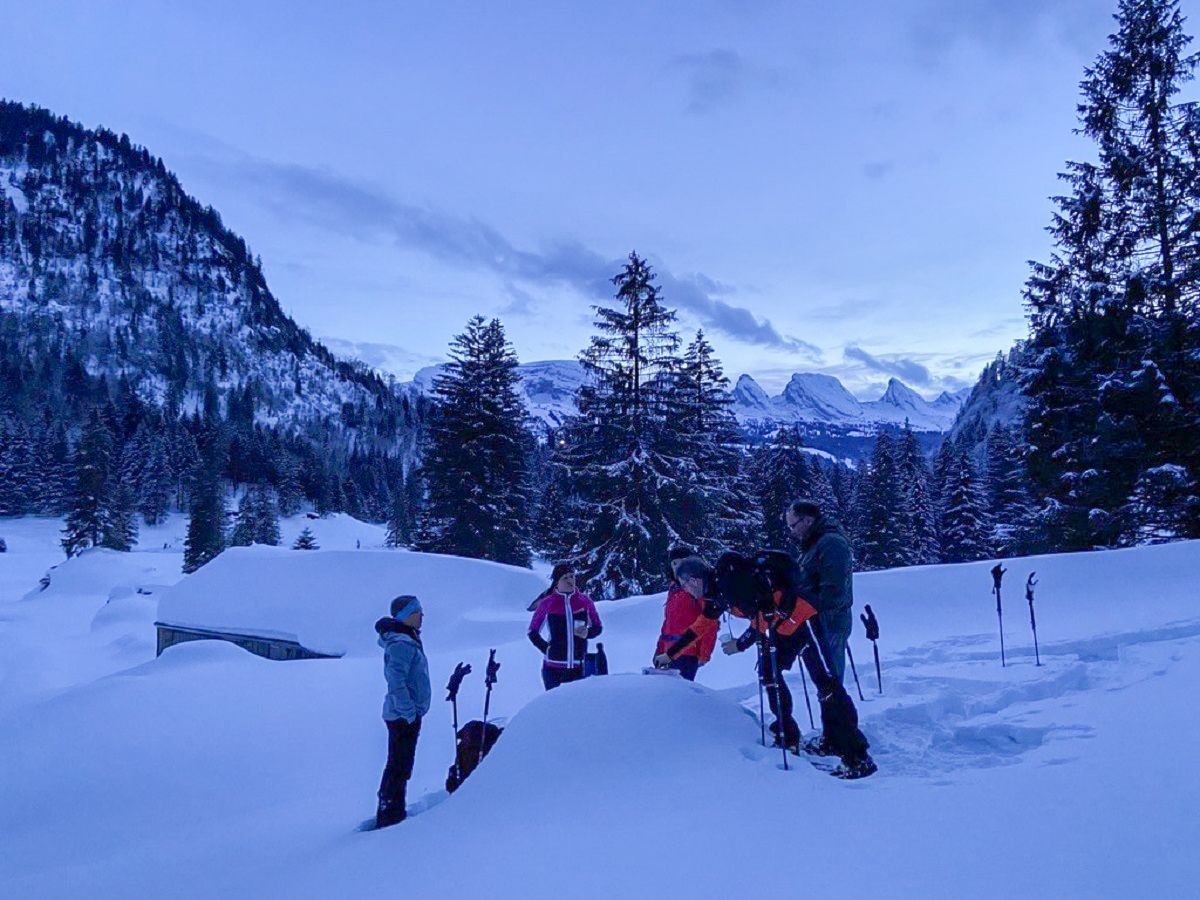 Randonnée en raquettes en soirée avec apéro au Säntis