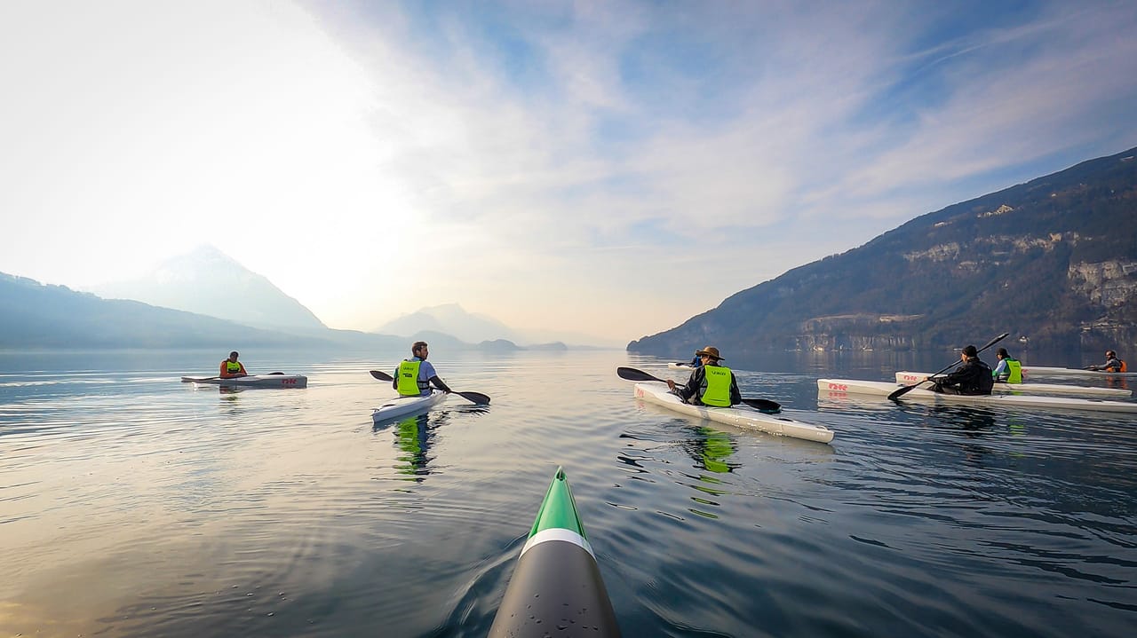 Surfski kayak rental in Gunten on Lake Thun