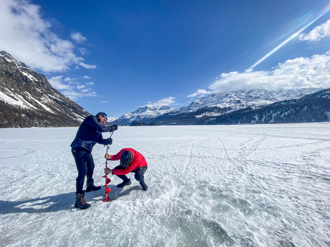 Winter Bike Tour with Ice Fishing from St. Moritz