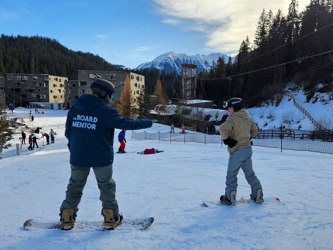 Private beginner snowboard lessons in Laax