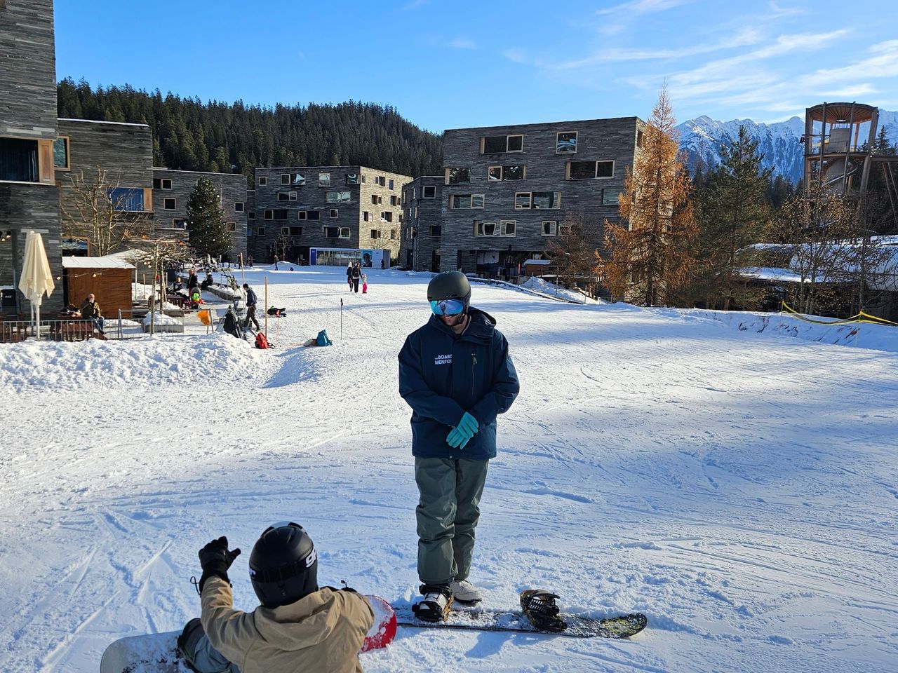 Private beginner snowboard lessons in Laax