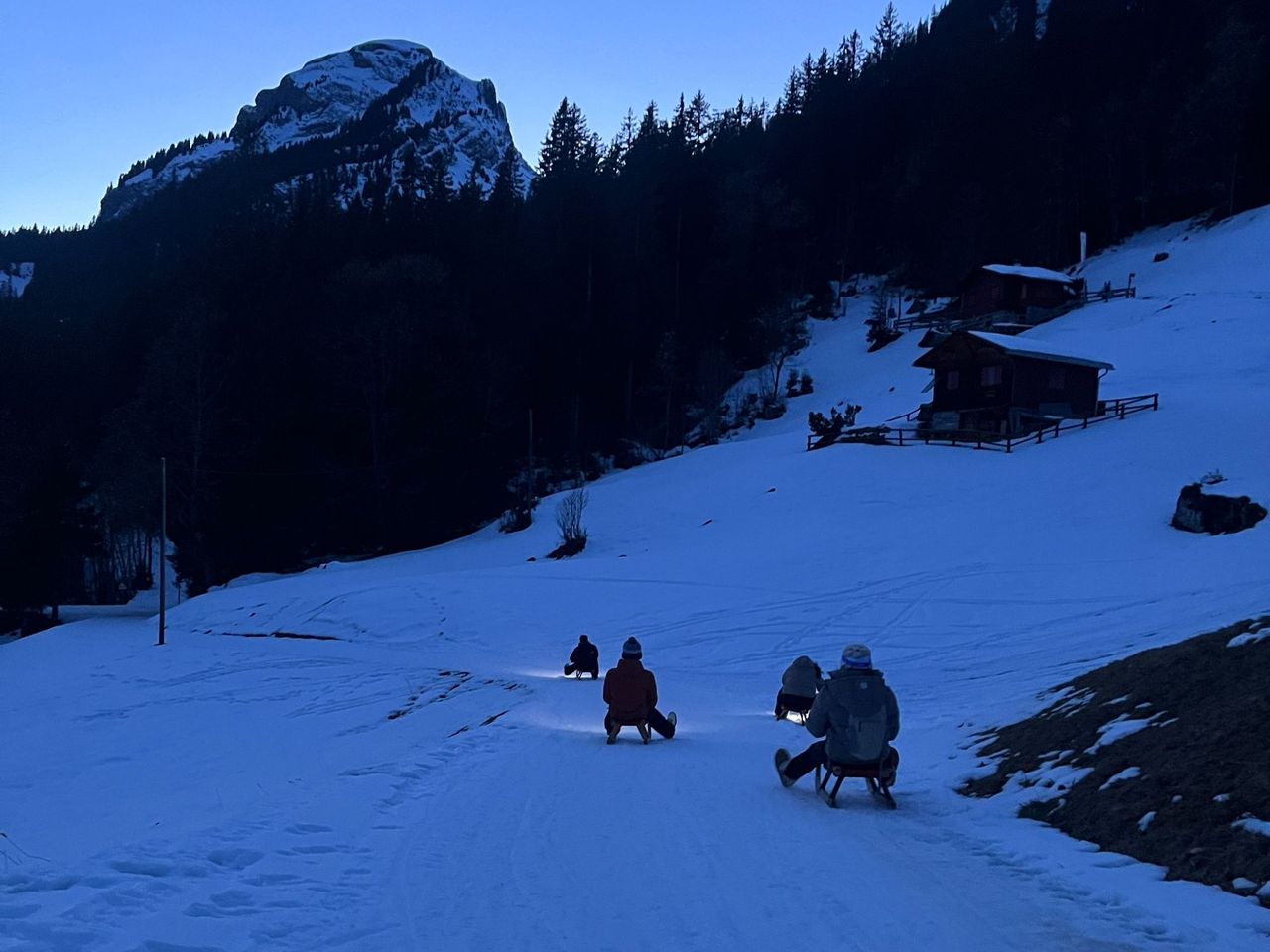 Nachtschlitteln mit Käsefondue geführt ab Interlaken