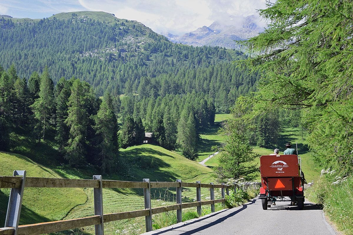 Kutschenfahrt Pferdeomnibus vom Fextal nach Sils