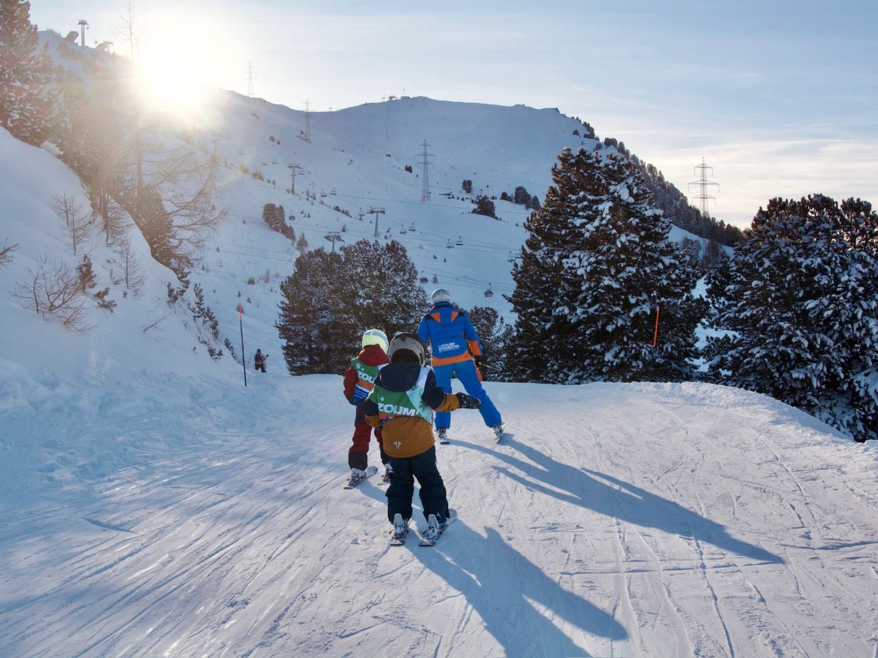 Skischule  Gruppe für Kinder in La Tzoumaz