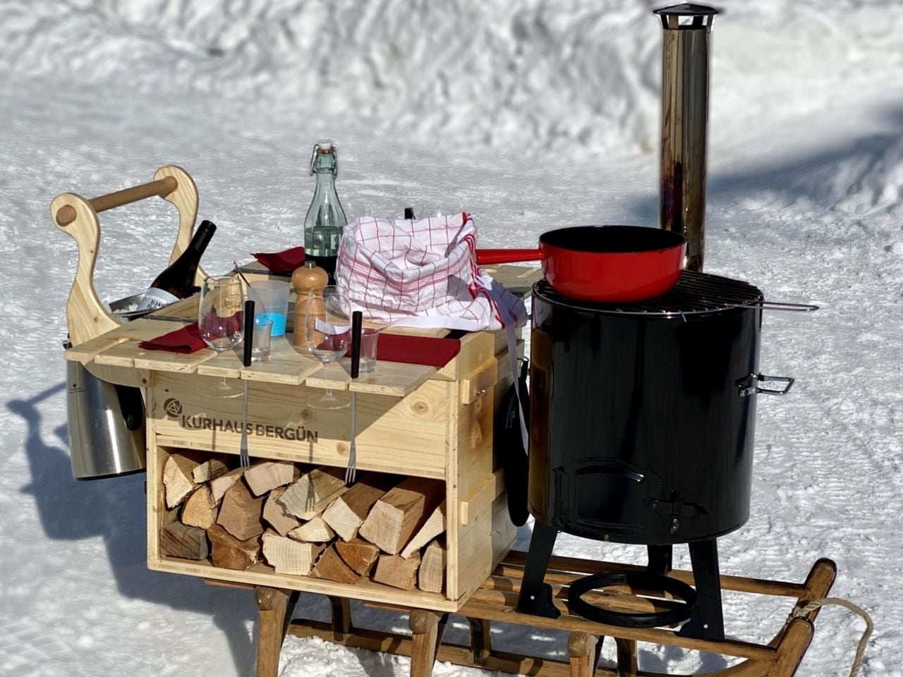 Fondue Schlitten Erlebnis in Bergün (Mittag- oder Abendessen)