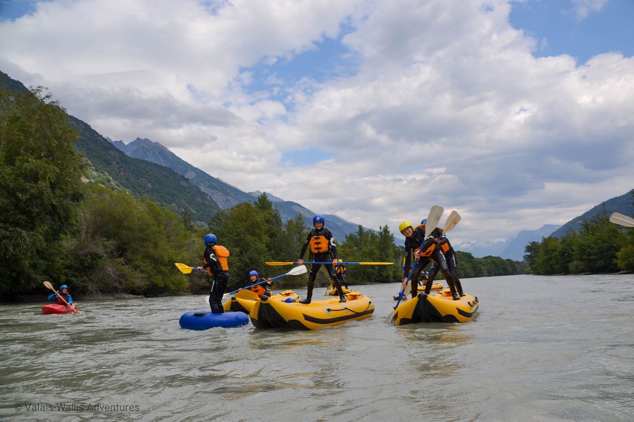 Funyak whitewater rafting on the Rhone in Valais
