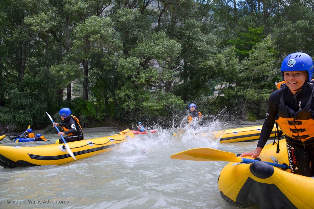 Funyak whitewater rafting on the Rhone in Valais