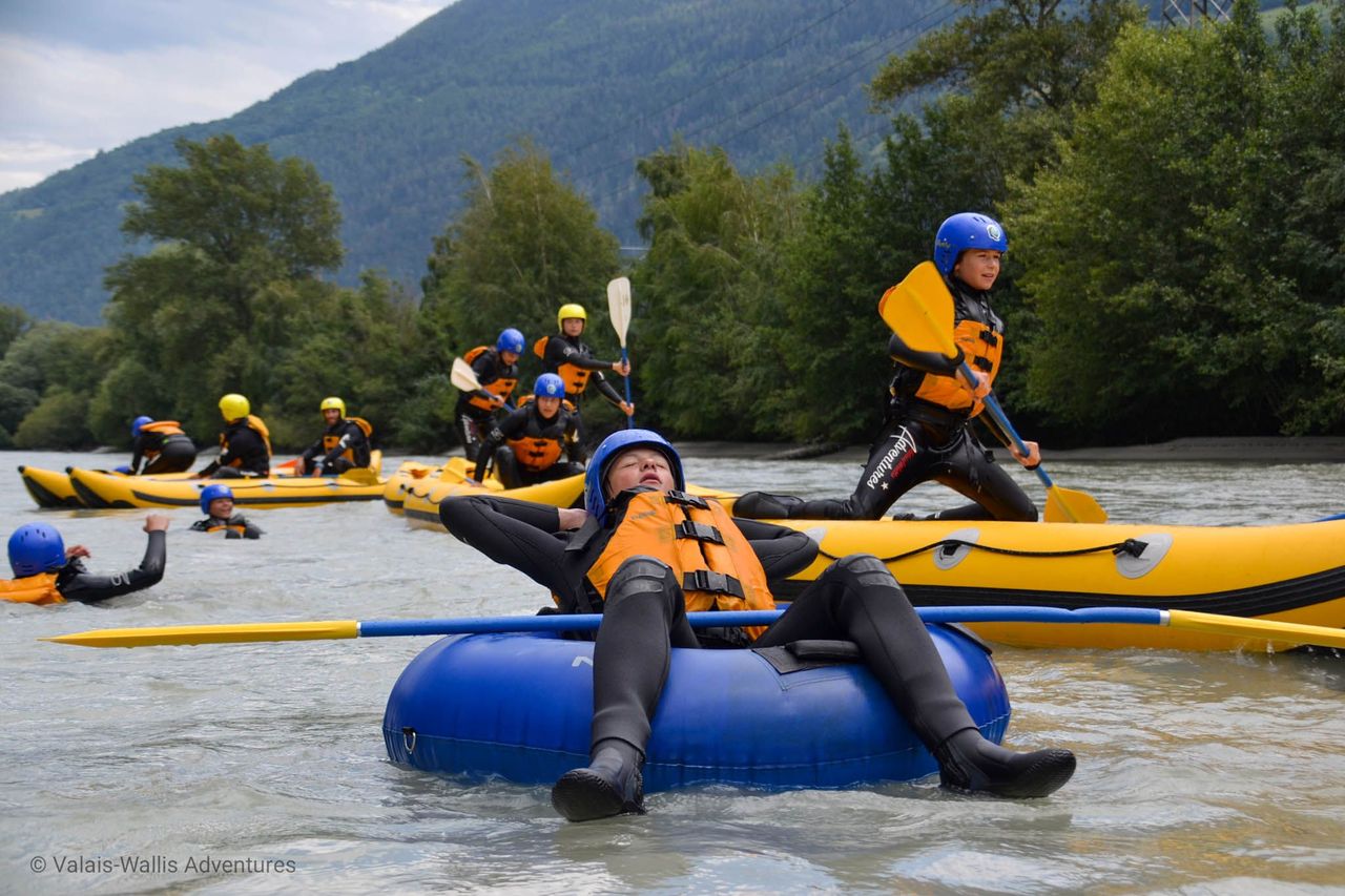 Funyak whitewater rafting on the Rhone in Valais