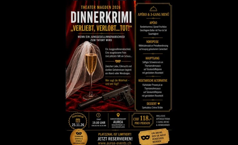 Krimi Dinner im AUREA - mit Apéro und 3-Gang Menü