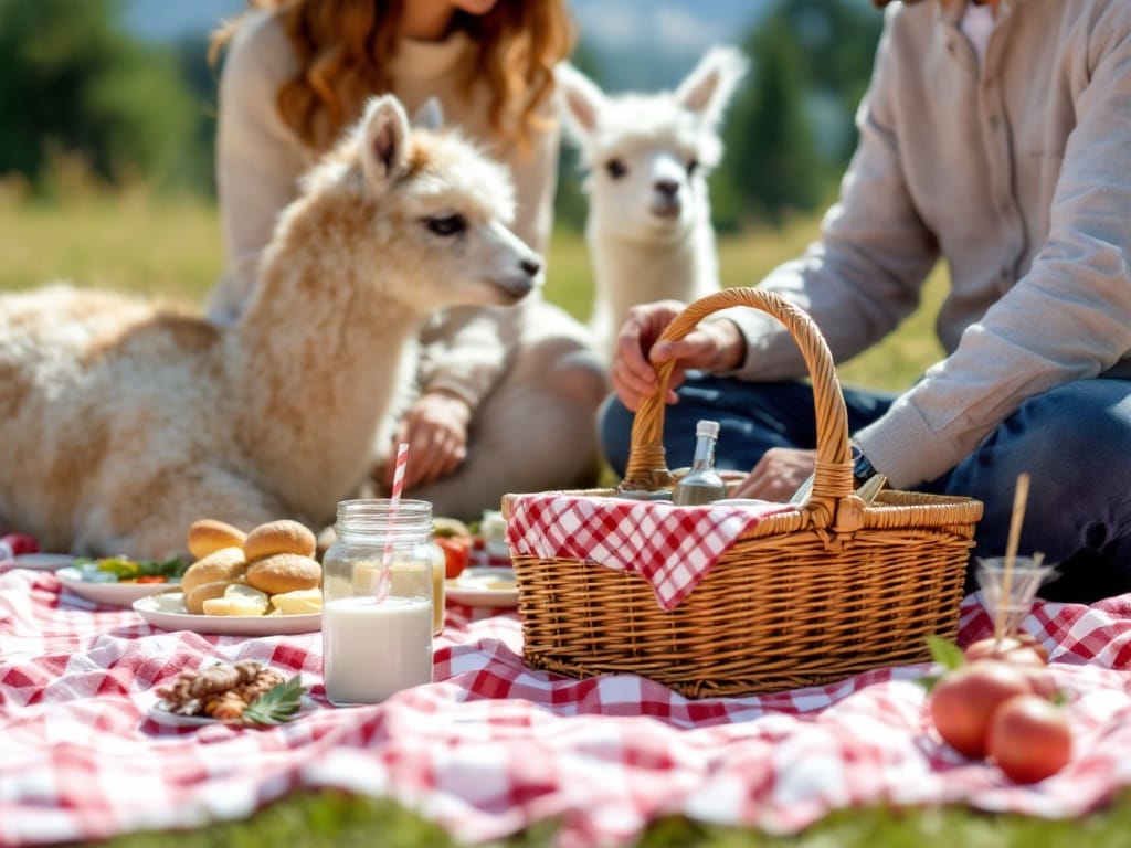 Picnic among alpacas