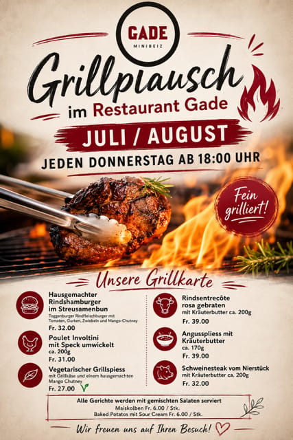 Grillplausch im Restaurant Gade