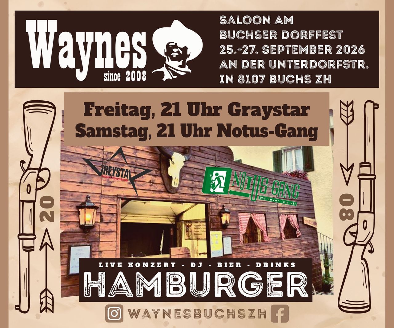 Notus-Gang at Waynes Saloon at the Buchs village festival 2026